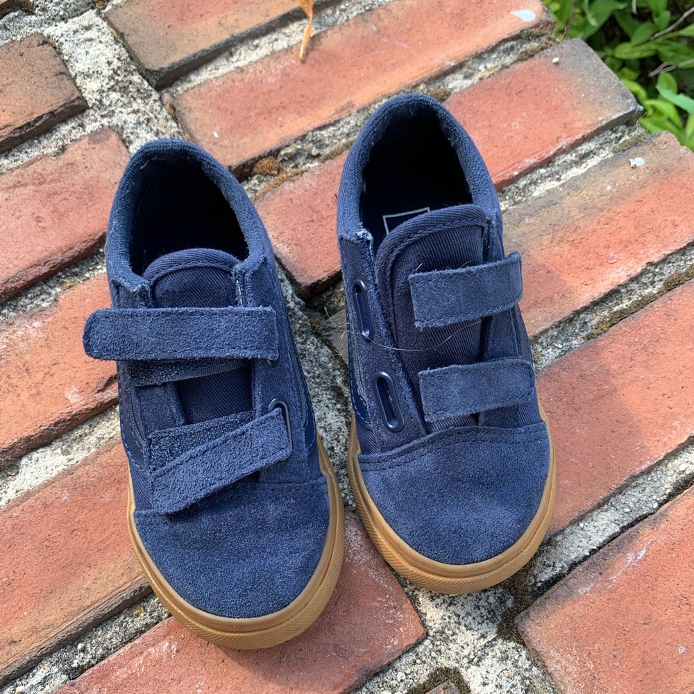Vans old Sokol Navy blue Suede toddler 9.5 Sneakers with Velcro preowned